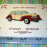 1939 Willy's Overland Two 12x18" cakes (french vanilla and devil's food) iced together. Fbct of a 1939 Willy's Overland which the birthday boy...