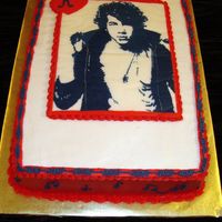 Nick Jonas A double layer chocolate fudge 9x13 with pudding filling for a 17th birthday party. Nick is a fbct.