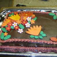 Fall Cake choclate cake with MMF accents for flowers and decorations.