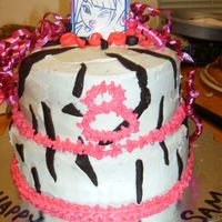 Bratz,zebra,pink My sister loves bratz so i made zebra stripes with fondant and put a bratz picture on top. outlines in hot pink. everything went wrong with...