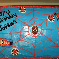 Spider Man marble cake with buttercream icing