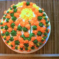 My First Cake This was my first practice cake. Just a box cake mix since this was just practice. Used Wilton's Snow-White Buttercream. Tip work...