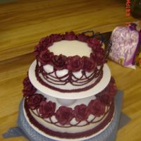 My 1St Wedding Cake The 3rd cake I have made since class but 1st wedding cake. It was for my sister who had a small ceremony. I used fondant & buttercream...