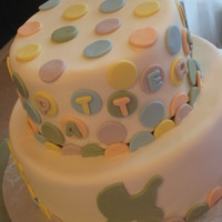 Patterson's Cake 7 x 10 chocolate sour cream; fondant covered. Made for daughter in law's baby shower. theme and colors matched plates and napkins