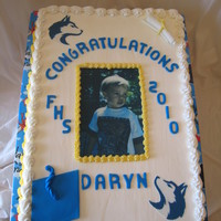 Daryn 12 x 18 chocolate sour cream, edible image, fondant accents