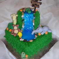 Jungle Birthday 8" square, 5" round, gumpaste animals- thanks to CC for the inspiration and ideas