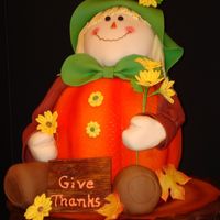 Pumpkin Scarecrow Entry for the Sugar Wonder Cake Club Show in McKinney. It won 1st place, Best of Division, and Best of Show.