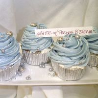 Blue With Silver Dragees white cake with blue french butter cream icing
