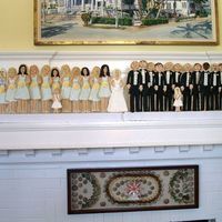 Wedding Party In Cookies sugar cookies, iced in royal icing, popcycle sticks attached to the backs give support.