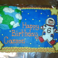 Outer Space Astronaut Cake Got the idea for this cake from several cakes posted on Cake Central. Buttercream Icing. Astronaut is decorated sugar cookie.