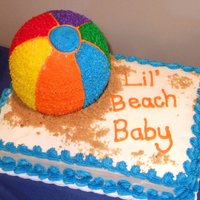 Beach Baby Shower Cake Beach Baby Cake for a beach themed shower. Decorated with Buttercream Icing. "Sand" is brown sugar.