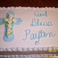Payton Baptism Cake 11X15 sheet cake all buttercream W/fondant rosettes