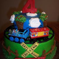 Thomas The Train Birthday All buttercream W/MMF accents. Real train bought @ Michael's. 6&10 inch layers. This was made for my little boy!! He loved it!