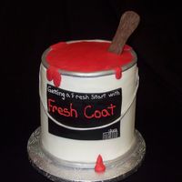 Paint Can Made from 6" rounds and covered in buttercream with fondant accents and chocolate paint stick