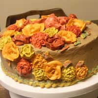 Fall Birthday Cake I made this cake as a donation for a silent auction -- the winner wanted a fall-themed birthday cake for her sister. White cake, pumpkin-...
