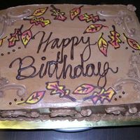 Fall Birthday Cake This is my first photo here. This cake was donated to a Katrina fundraiser at my husband's office. The winning bidder requested a...