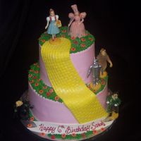 Wizard Of Oz A great solution to character cakes without copyright issues. The client provided the figures and I coordinated the cake with poppy fields...