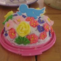 Lots Of Flowers! My three year old decorated this cake when I was doing my course 2 final. I think she did a pretty good job (I did ice it for her).