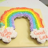 Care Bear Rainbow My first cupcake cake. The icing is all bc and the candle is Wilton.