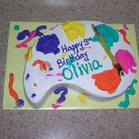 Paint Palette A birthday cake for a 3yr old. Her party is at a pottery place where the kids paint things themselves. Funfetti cake with buttercream icing...