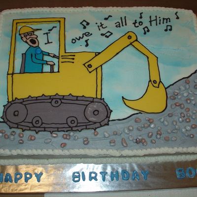 Singning Man On Excavator