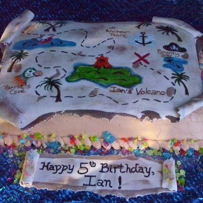 Hand Painted Treasure Map To Go With Pirate Chest Mini Cakes