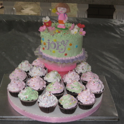 Dora Cake With Cupcakes