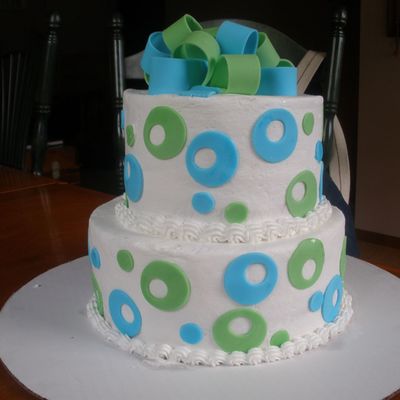 Blue And Green Polkadot Cake