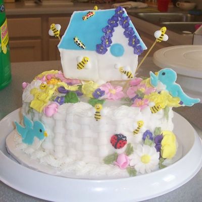 Basket With Flowers/birds