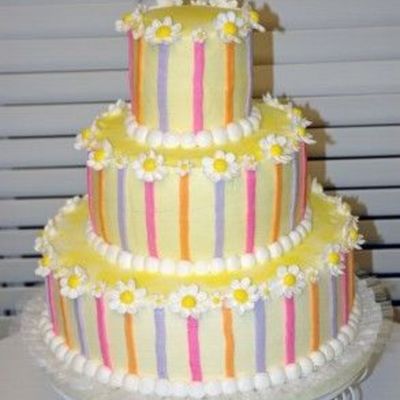Daisies And Stripes Tiered Cake