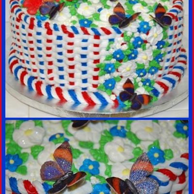 Patriotic Butterfly Basket Cake