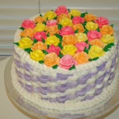 Basket Of Roses Birthday Cake
