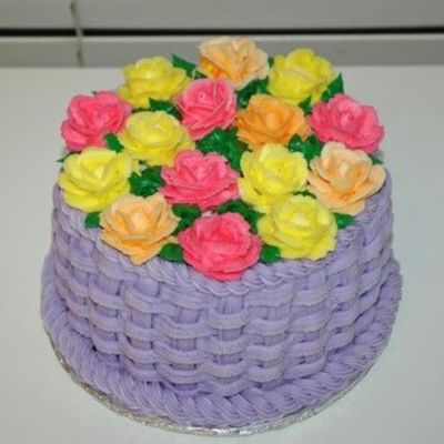 Smaller Rose Basket Cake