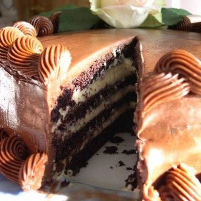 Chocolate Passion Fruit Mousse - Slice Taken