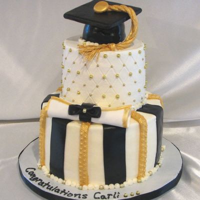 Black & Gold Graduation Cake