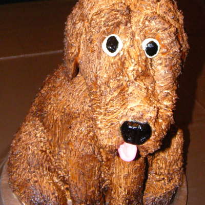 3-D Sculpted Dog Birthday Cake.