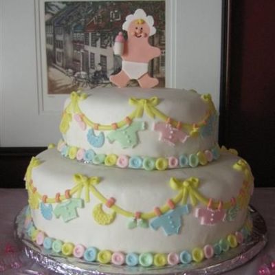 Clothesline Baby Shower Cake