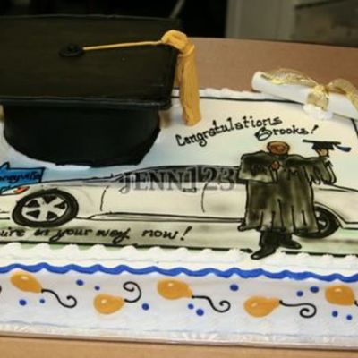 Sheet Cake With Grad Cap