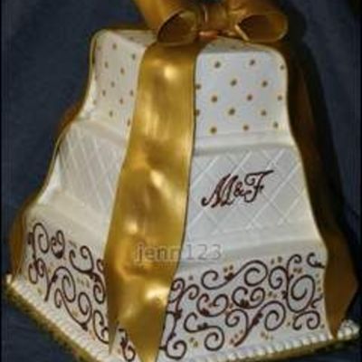 Fondant Gold Bow With Buttercream