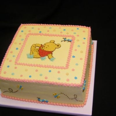 Winnie The Pooh Pink Baby Shower Cake