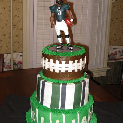 Philadelphia Eagles Football 3 Tiered Cake