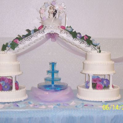Pink,purple And Blue Wedding Cake