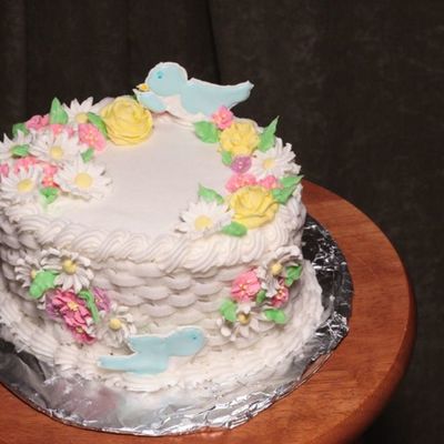 Course Ii Flower Basket Cake (With Birds)