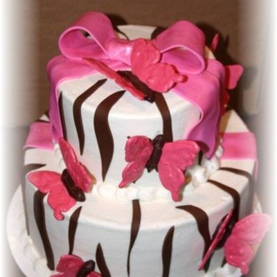 Brown Zebra Stripes With Butterflies