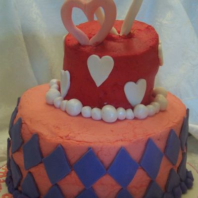 Valentine's Birthday Topsy Turvy Cake