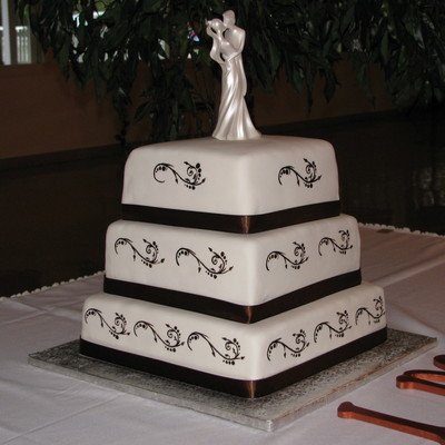 Square Cake With Brown Accents