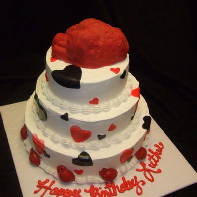 Anatomical Heart Theme Stacked Birthday Cake