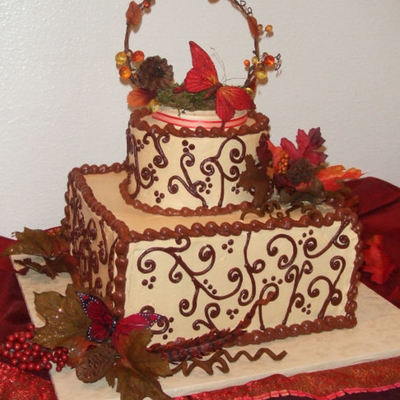 Scroll Work Wedding Cake