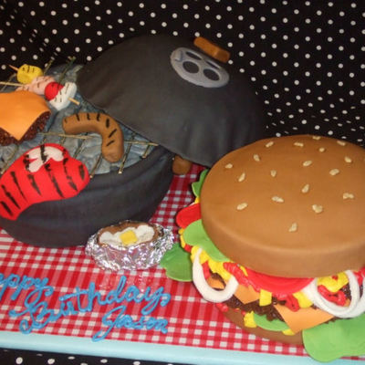 Bbq Cake And Double Cheeseburger