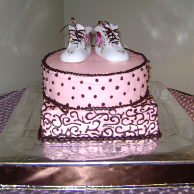 Pink & Brown Baby Shower With Baby Booties